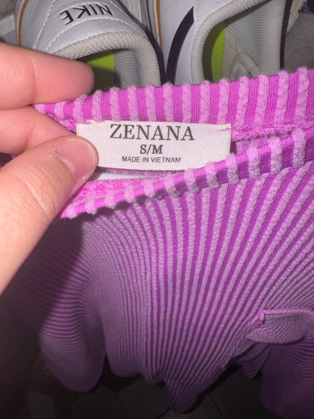 Zenana Ribbed Crop Top in Lavender Pink